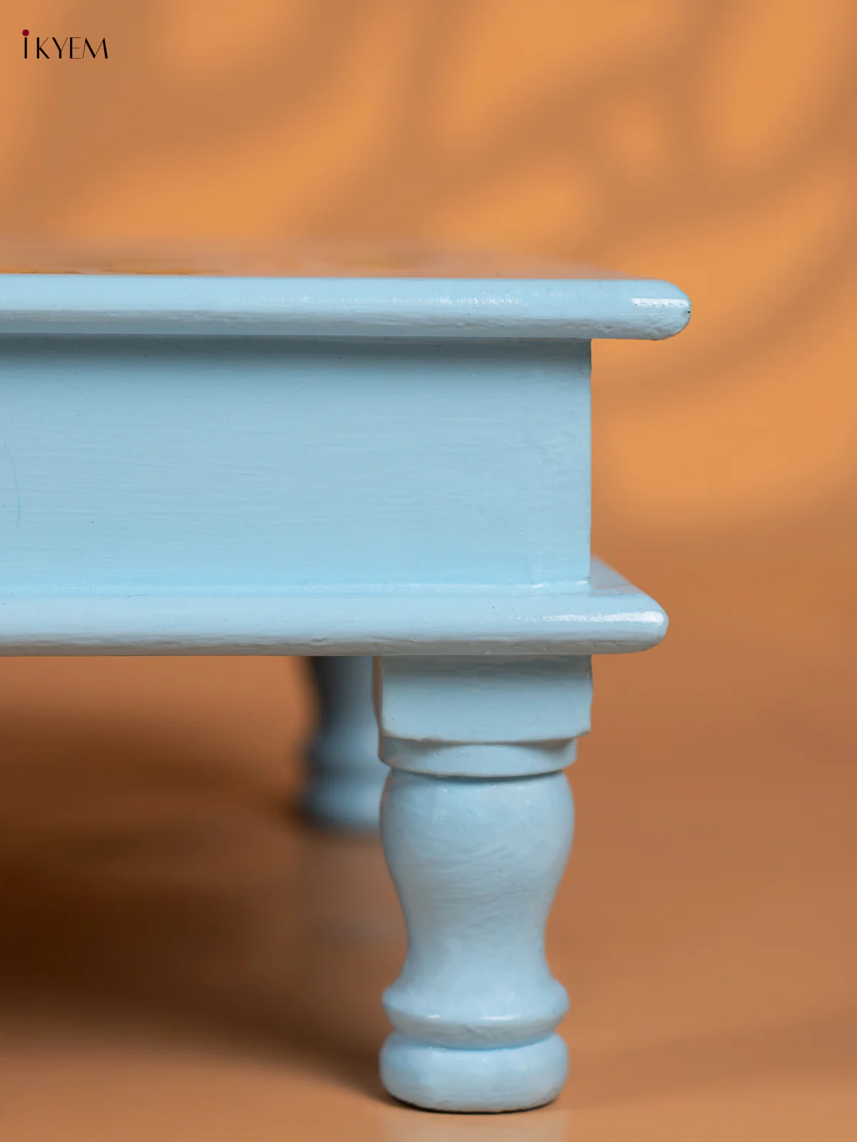 Bird Hand Painted Wooden Bajot - Sky Blue - 15 Inches - KN15117 - Image 3