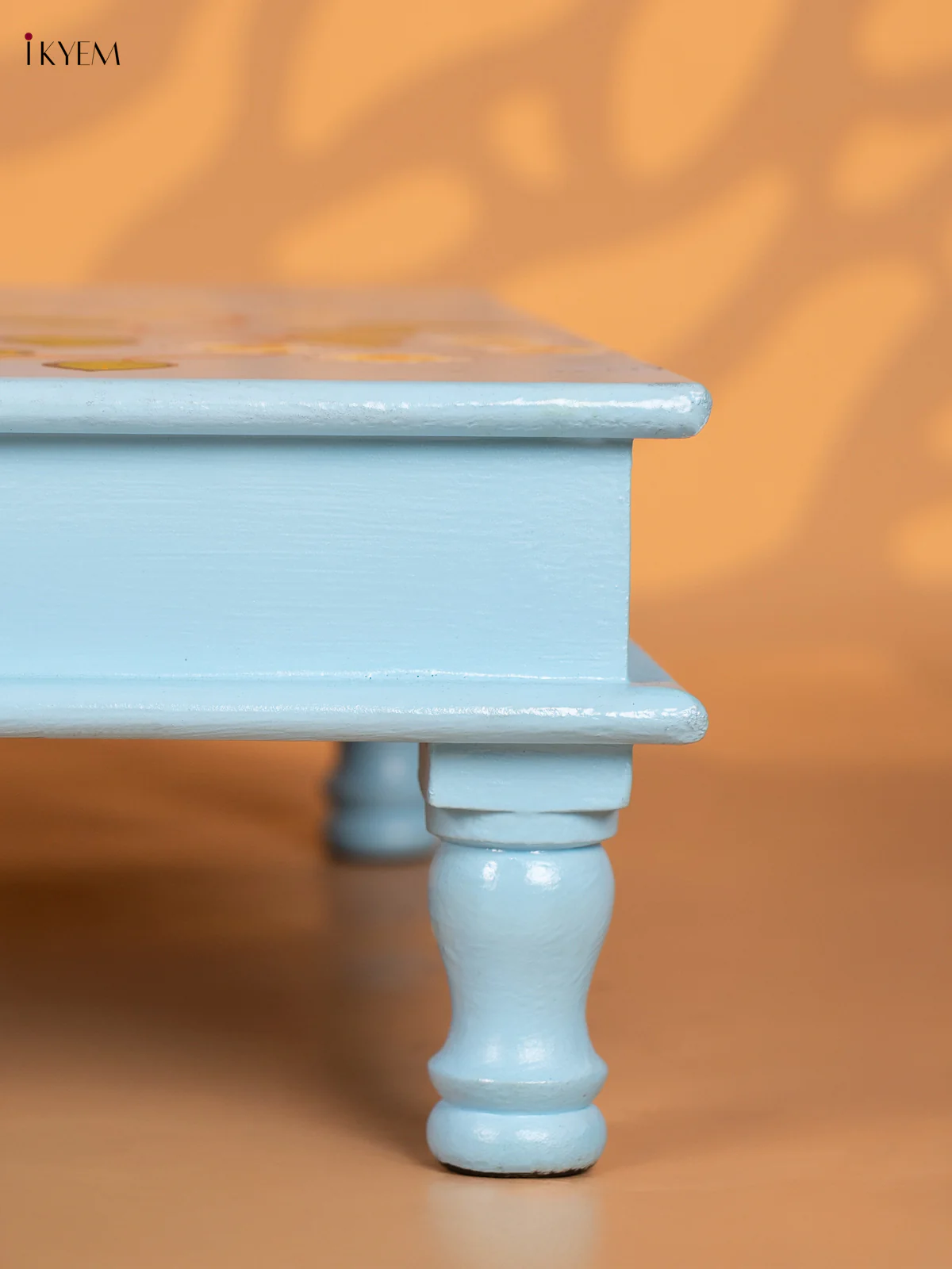 Bird Hand-Painted Wooden Bajot - Sky Blue - 18 Inches - KN15119 - Image 3