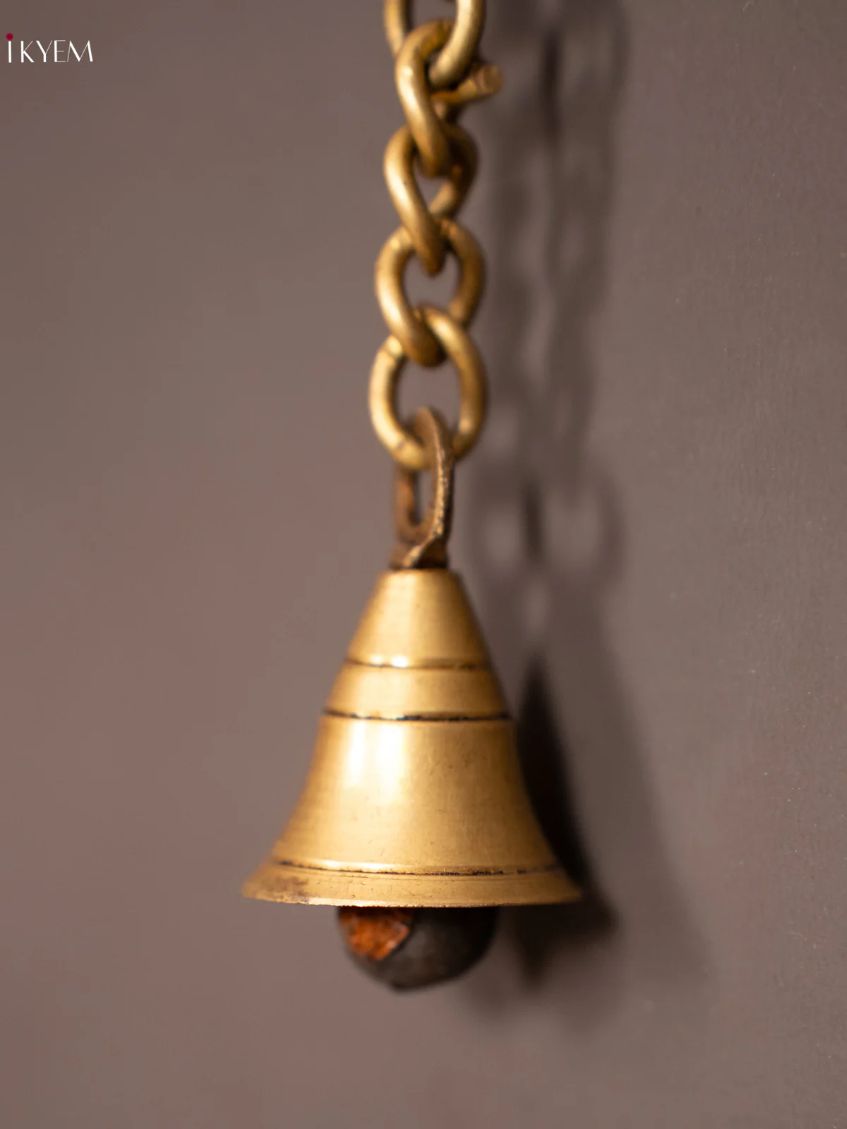 Brass Ganesha Wall Hanging with Bell - 9 Inch - KN16111 - Image 3