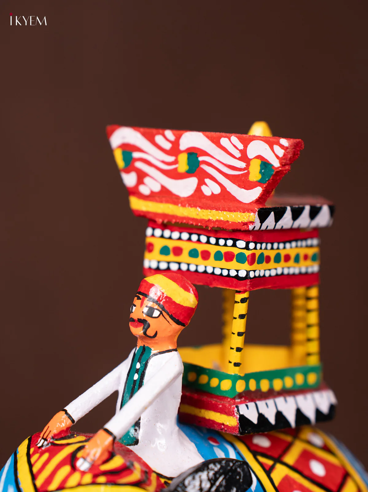 Wooden Kondapalli Hand Painted Elephant Maharaj Ambari Handmade Toy - Blue - KN20111 - Image 2