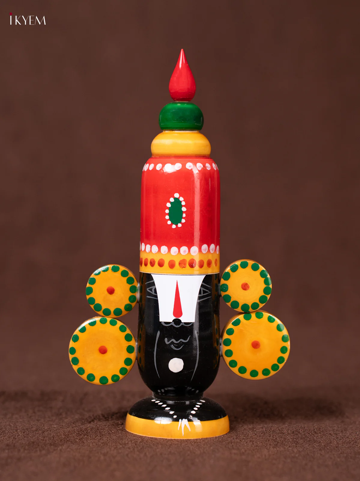 Wooden Kondapalli Hand Painted Lord Balaji Face - 7.5 Inches - KN20113