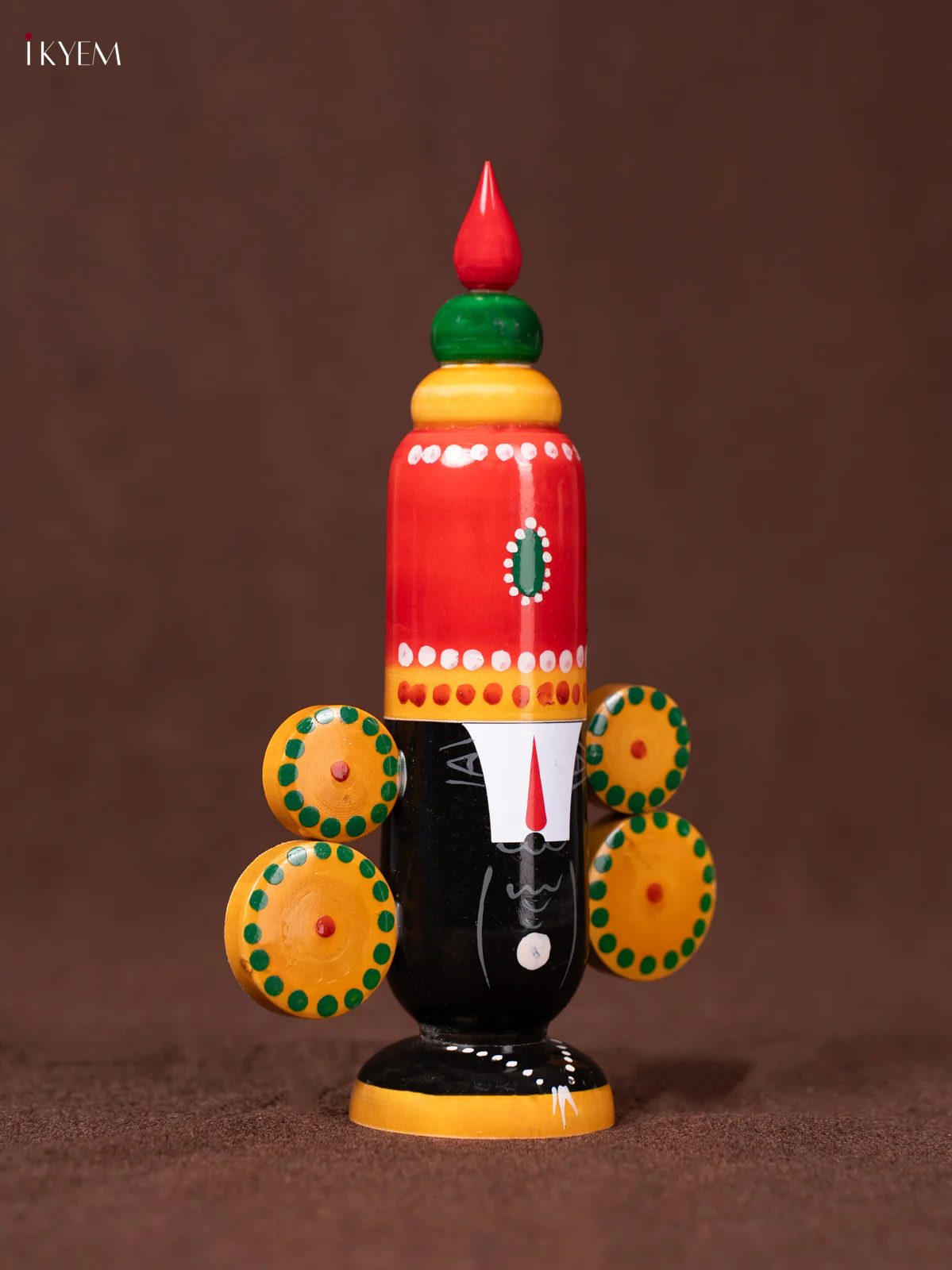 Wooden Kondapalli Hand Painted Lord Balaji Face - 7.5 Inches - KN20113 - Image 2