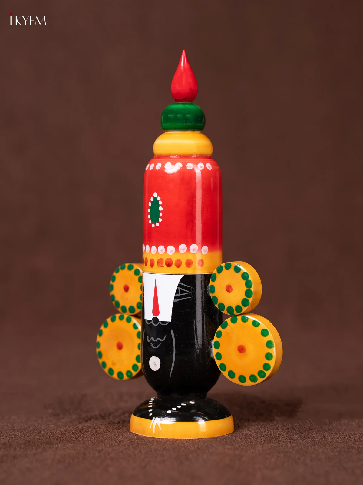Wooden Kondapalli Hand Painted Lord Balaji Face - 7.5 Inches - KN20113 - Image 3