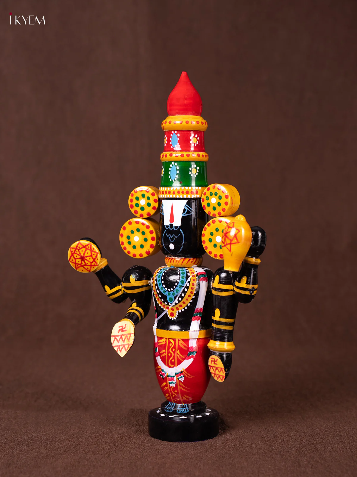 Wooden Hand Painted Kondapalli Lord Venkateswara - Idol - 13.5 inch - KN20158 - Image 2