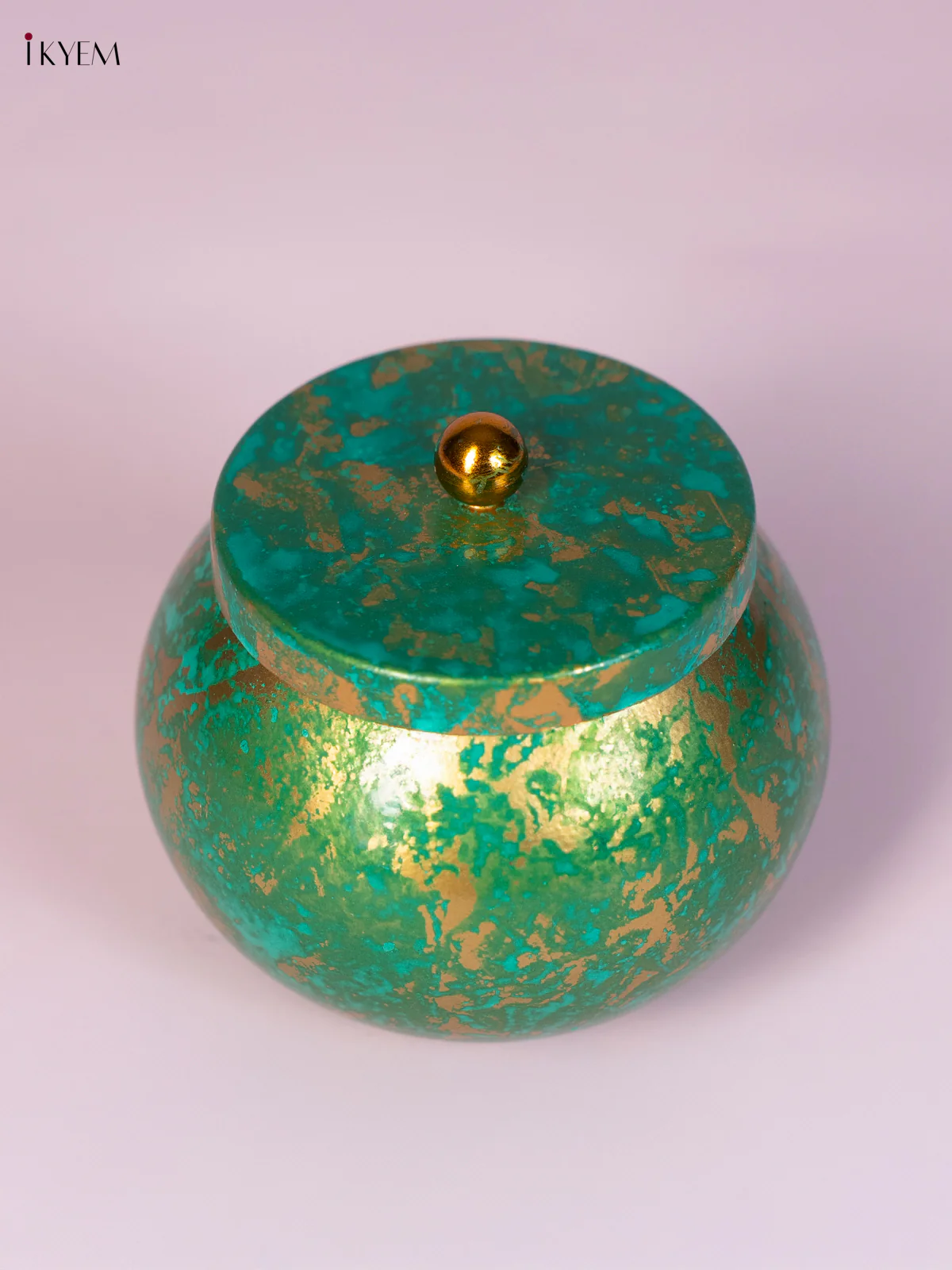 Teal Hand-Painted Metal Nuts Jar - 3.5 Inches - KN22112 - Image 3
