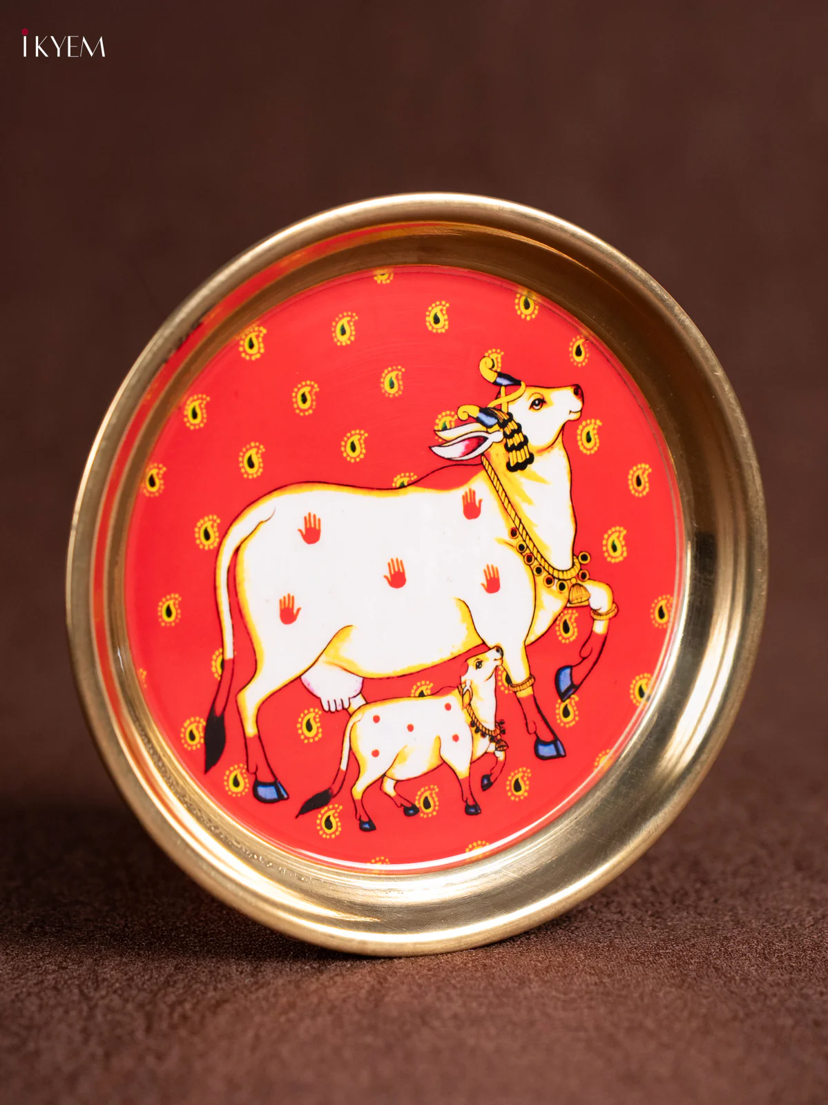 Digital Printed Brass Plate - Cow & Calf - Red - 6 Inches - KN26112 - Image 3