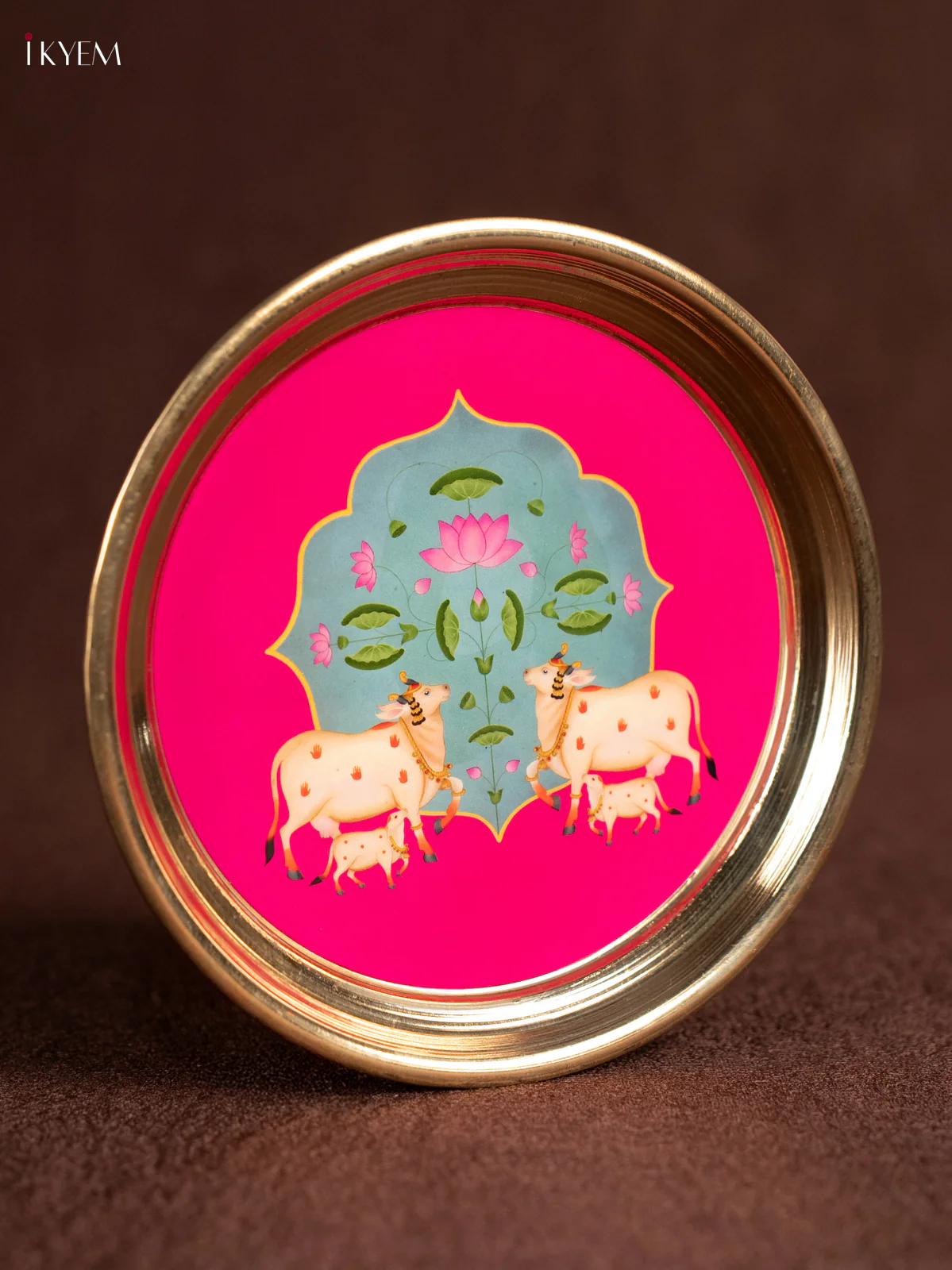 Digital Printed Brass Plate - Cow & Calf - Pink - KN26113 - Image 3