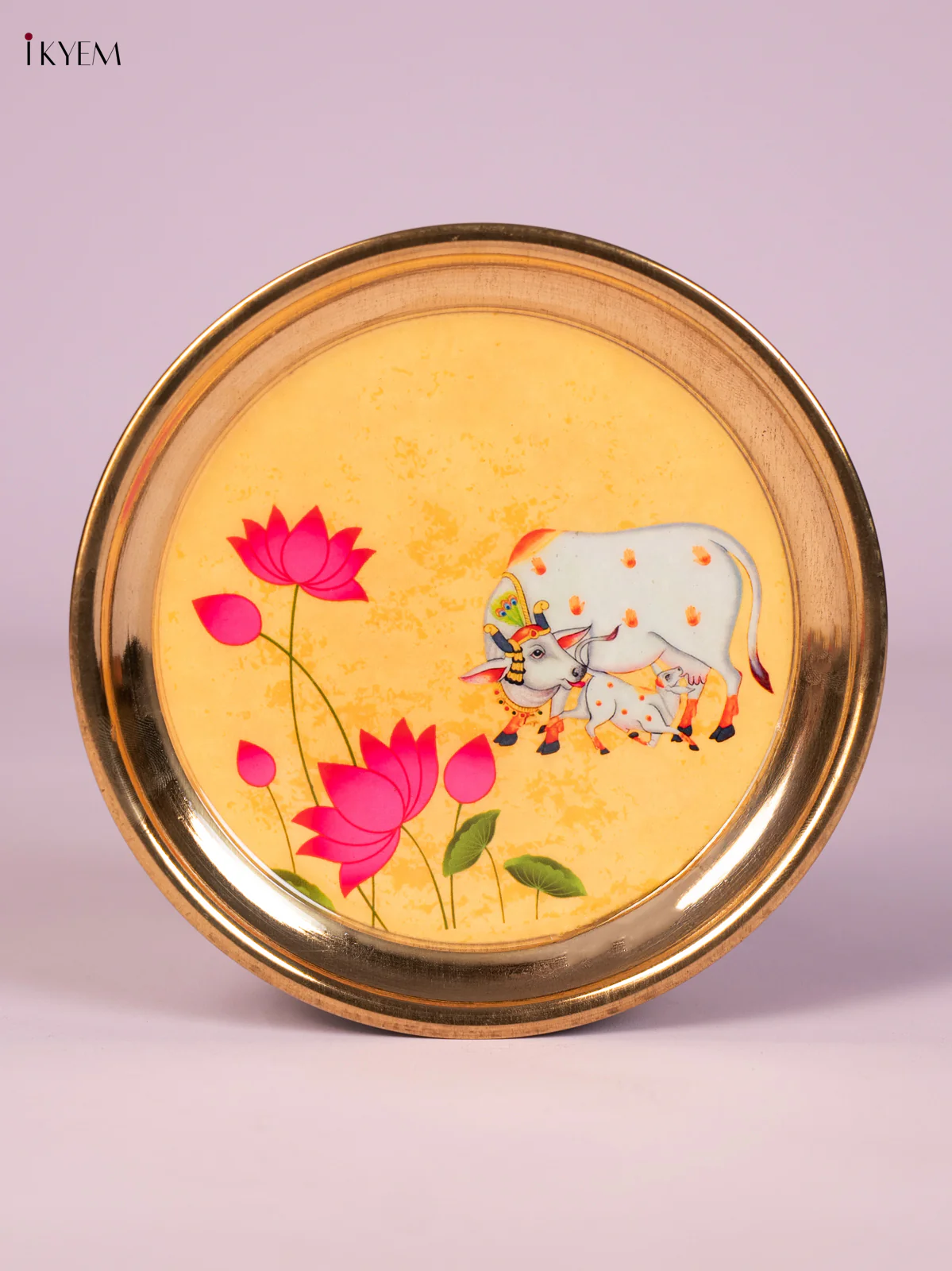 Cow & Calf Digital Printed Brass Plate - Sandle - 6 Inch - KN26115
