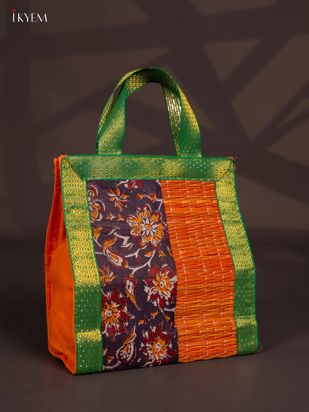 Flower Design Korai Bag With Zari Border - Orange - KN28124 - Image 2