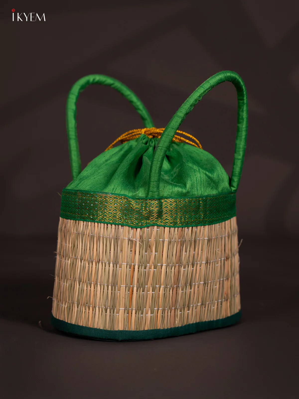 Green Korai Stackable Basket With Potli - 5 Inch - KN28130 - Image 2