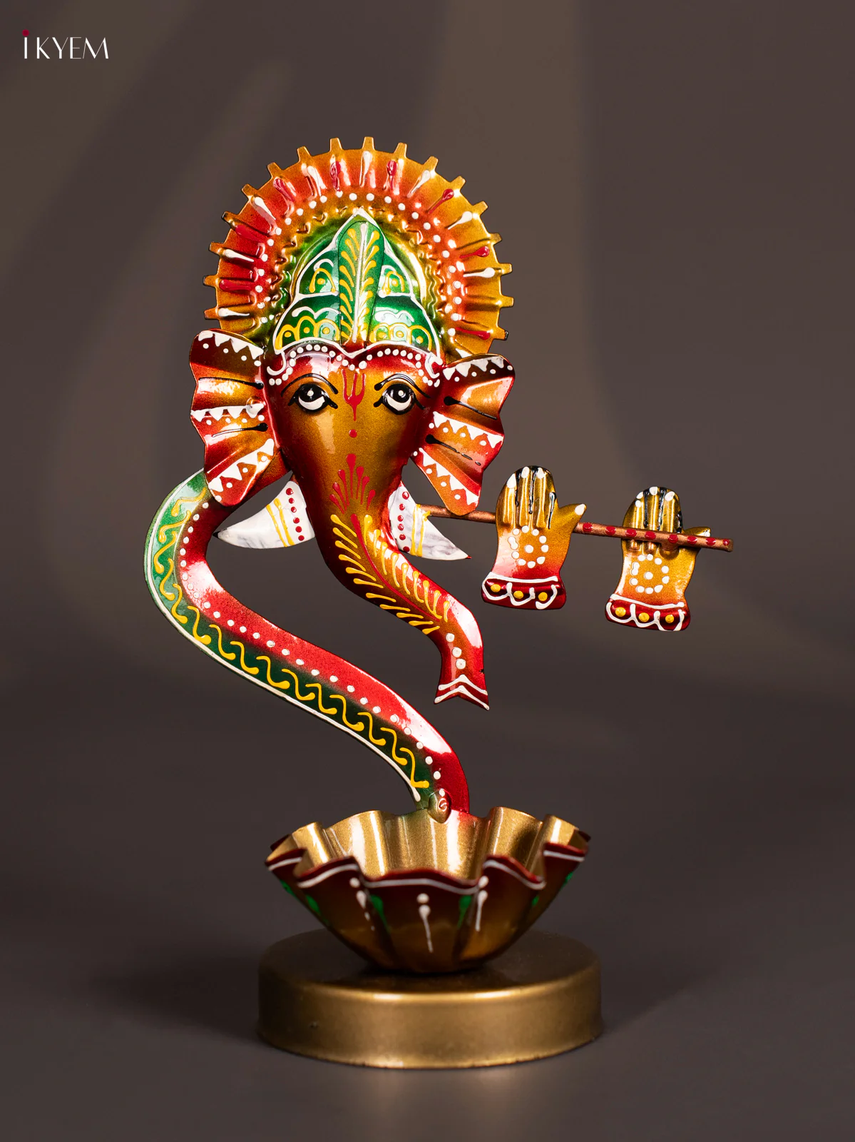 METAL PAINTED T- LIGHT GANESH - KN29190