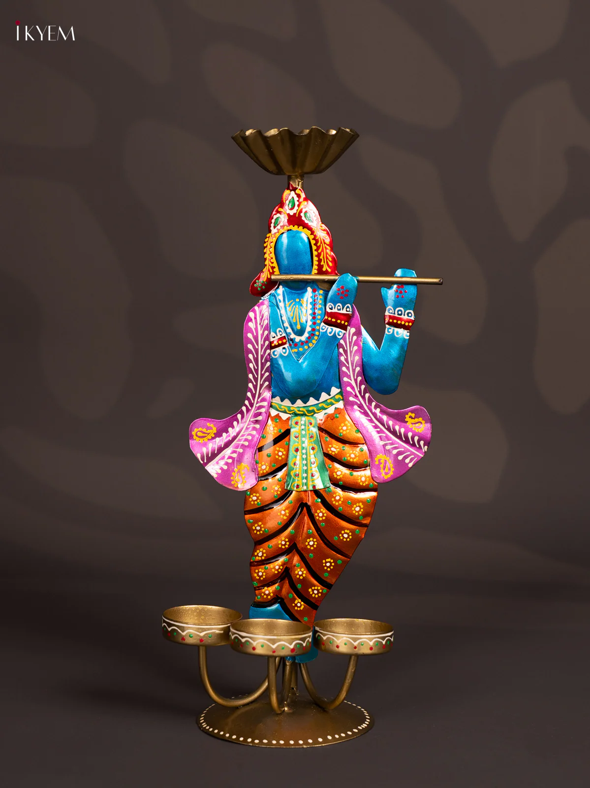 METAL PAINTED 4 TEA LIGHT KRISHNA - KN29193