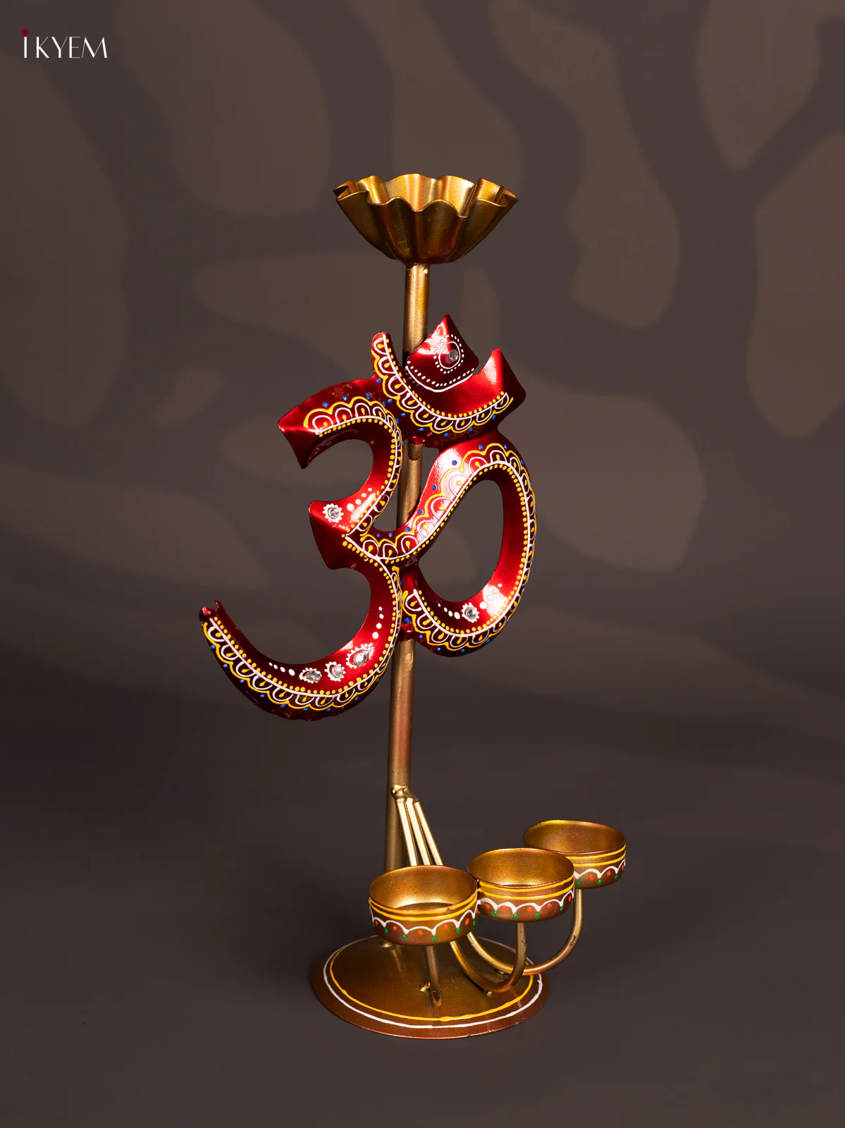 METAL PAINTED 4 TEA LIGHT OM W /STAND - KN29194 - Image 4