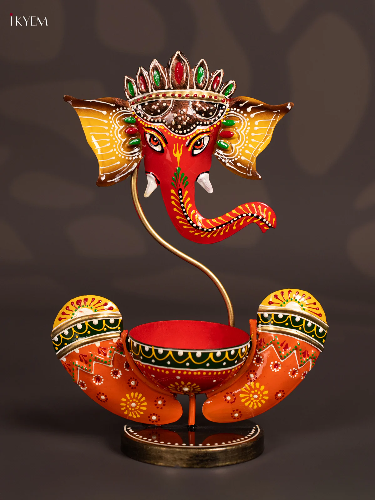 METAL PAINTED GANESHA T- LIGHT - KN29200