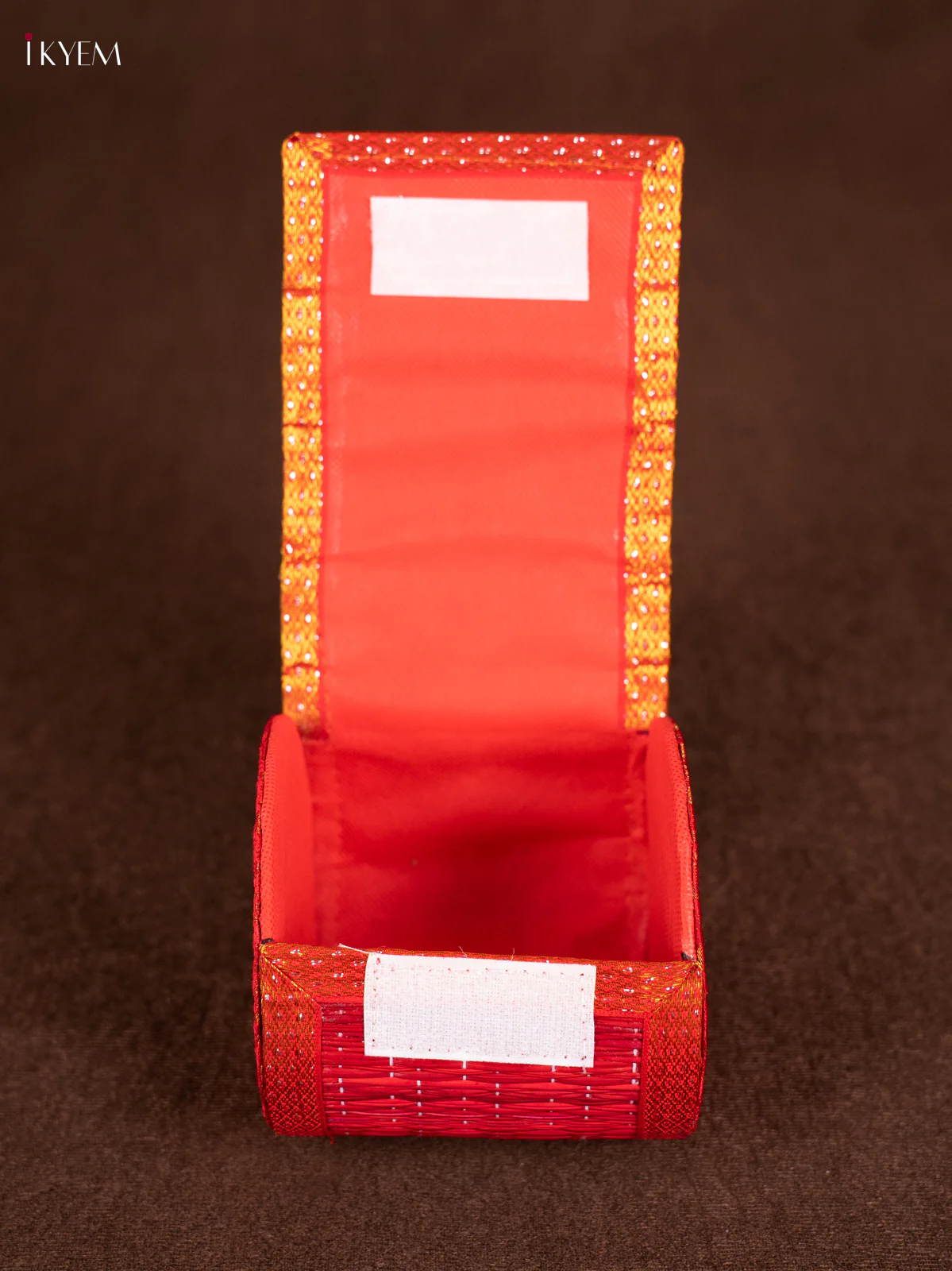 Raw Silk Korai Bangle Box - Red - 4 Inches - KN30111 - Image 3