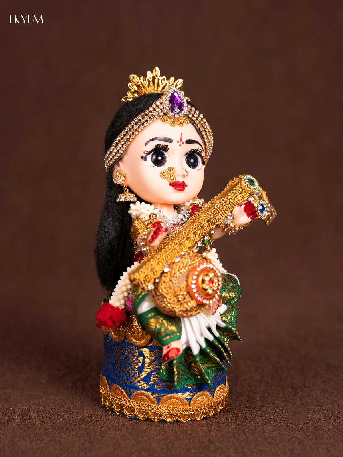 Cute Devi Saraswati Doll Seer Varisai - White with Green - KN31239 - Image 3