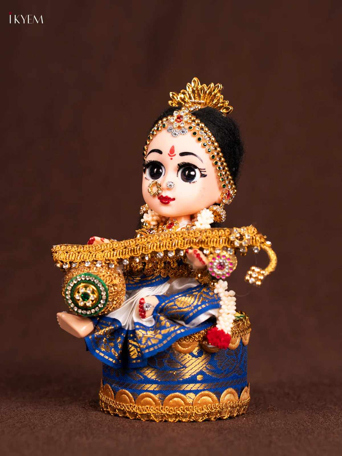 Cute Devi Saraswati Doll Seer Varisai- White with Blue - KN31241 - Image 3