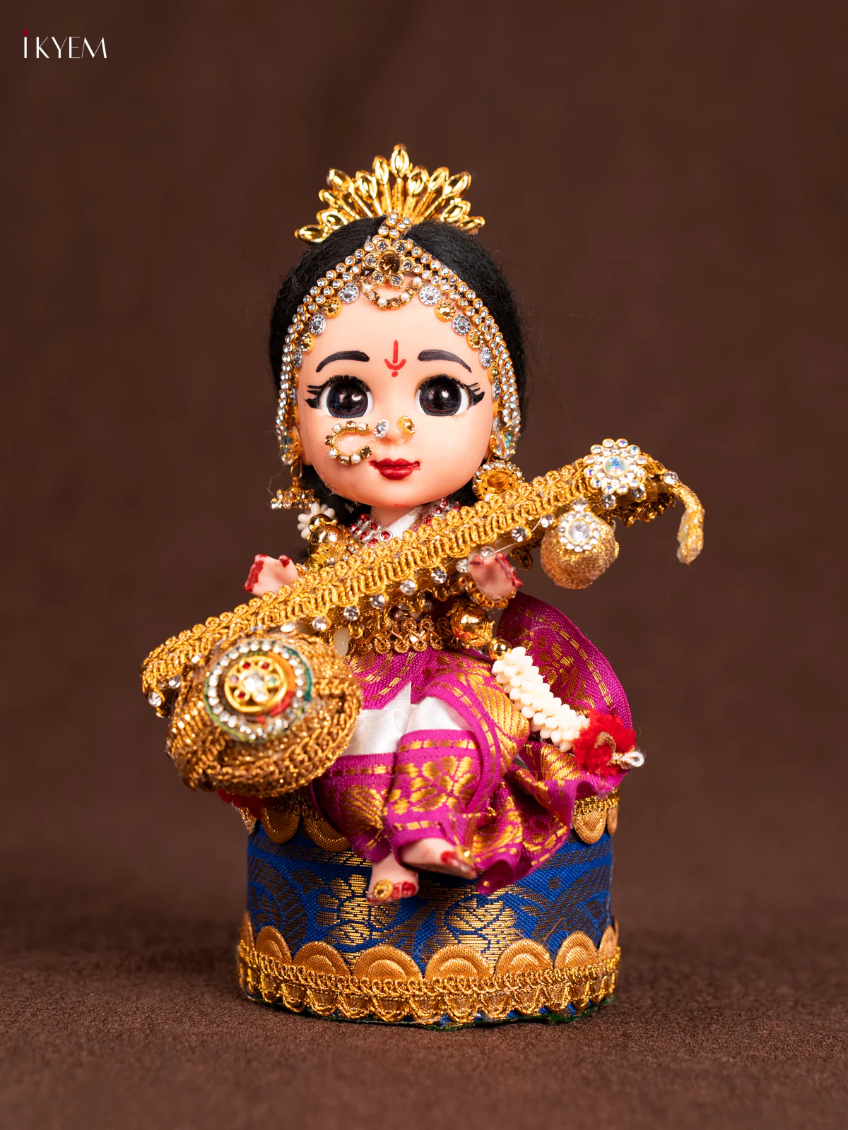 Cute Devi Saraswati Doll Seer Varisai- White with Violet - KN31242