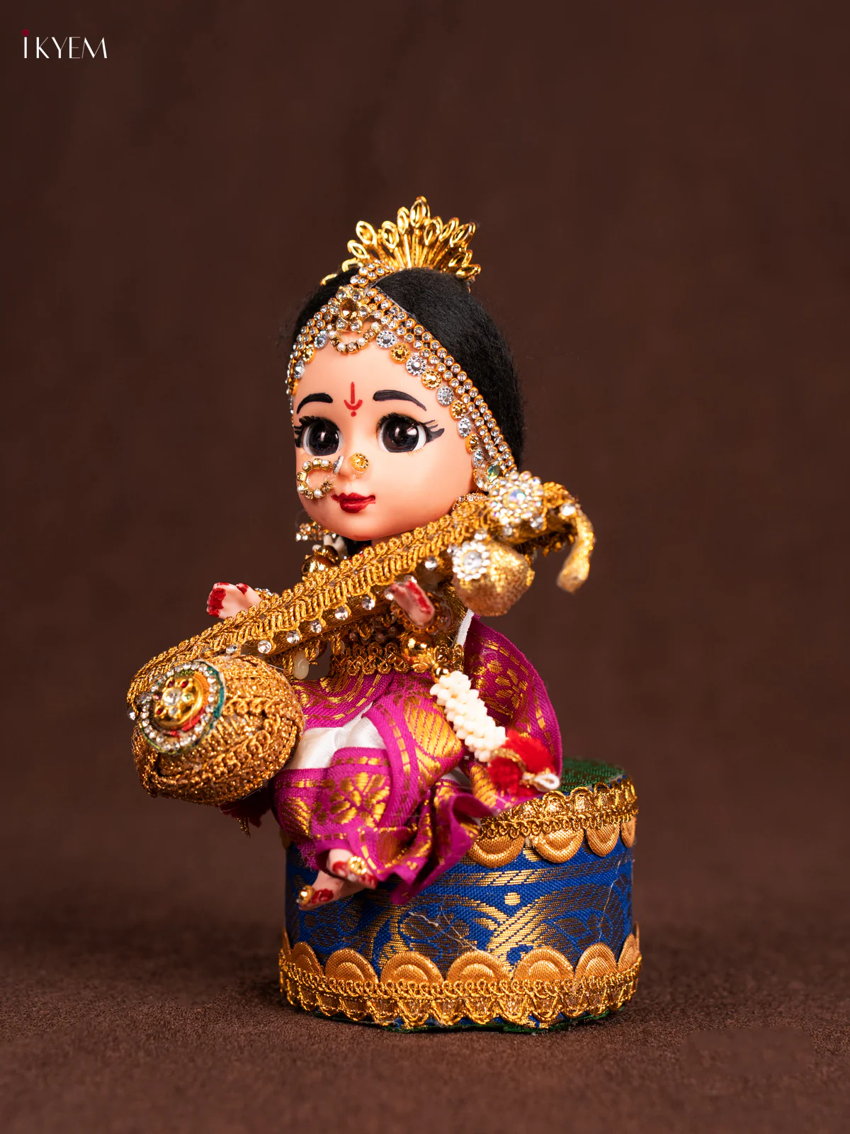 Cute Devi Saraswati Doll Seer Varisai- White with Violet - KN31242 - Image 3