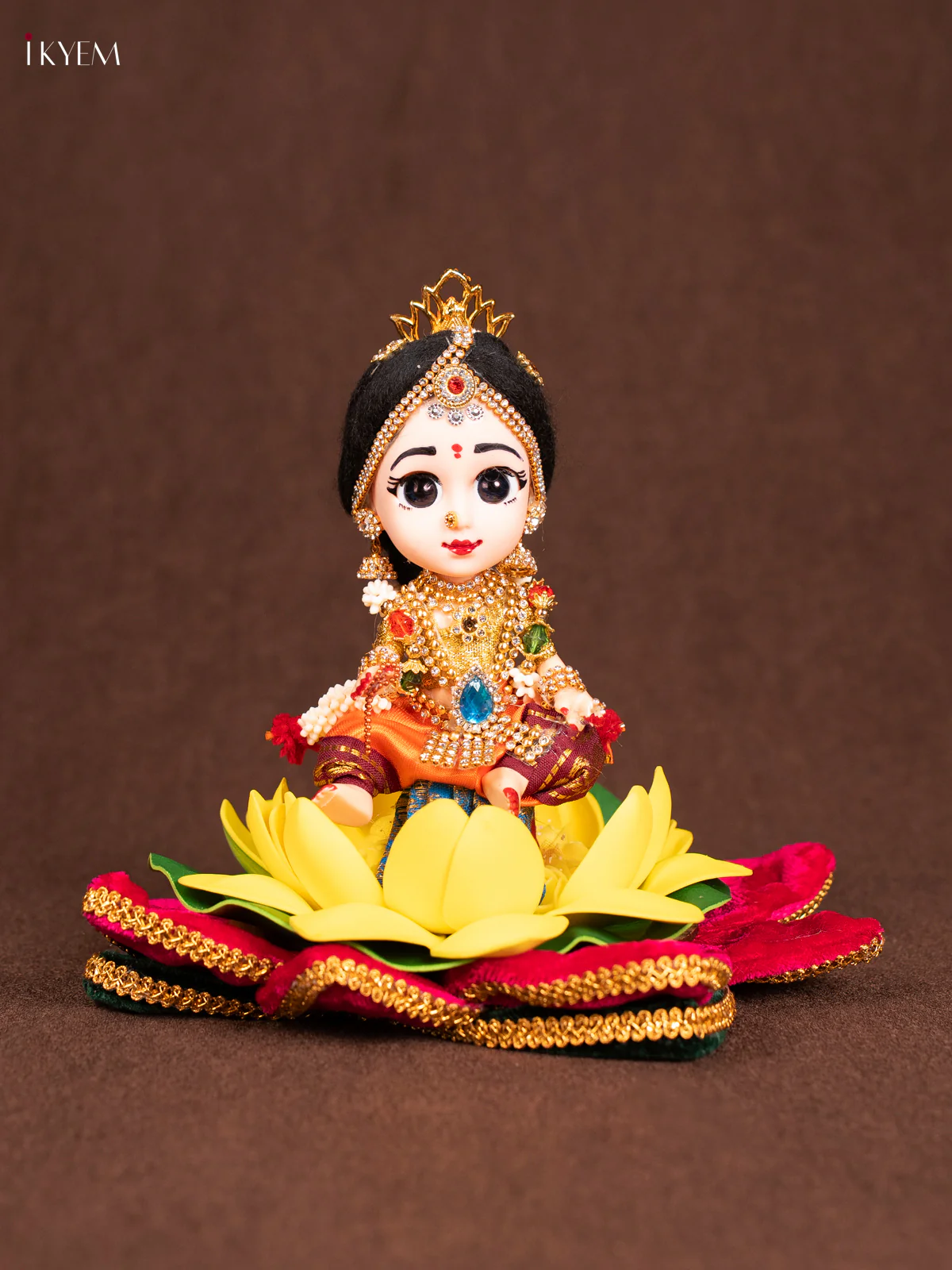 Shri Tripurasundari Devi Doll in lotus base -Seer Varisai- Orange - KN31255