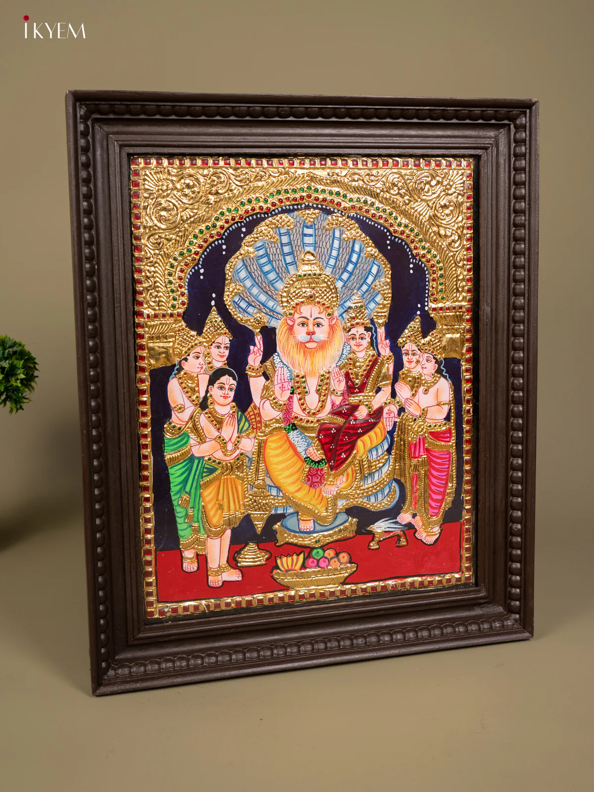Unique Tanjore Painting Of Lakshmi Narasimhar - KB01161 - Image 2