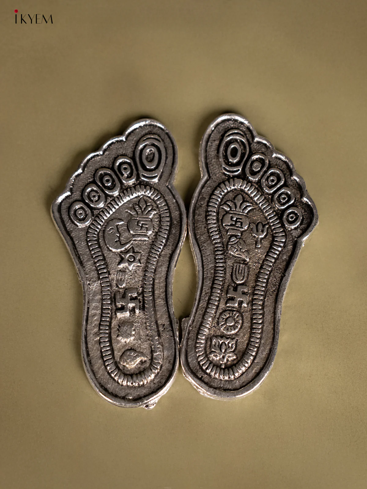 Elegant Lakshmi Paduka In German Silver - KH06112