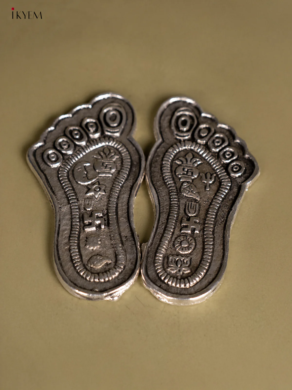 Elegant Lakshmi Paduka In German Silver - KH06112 - Image 2