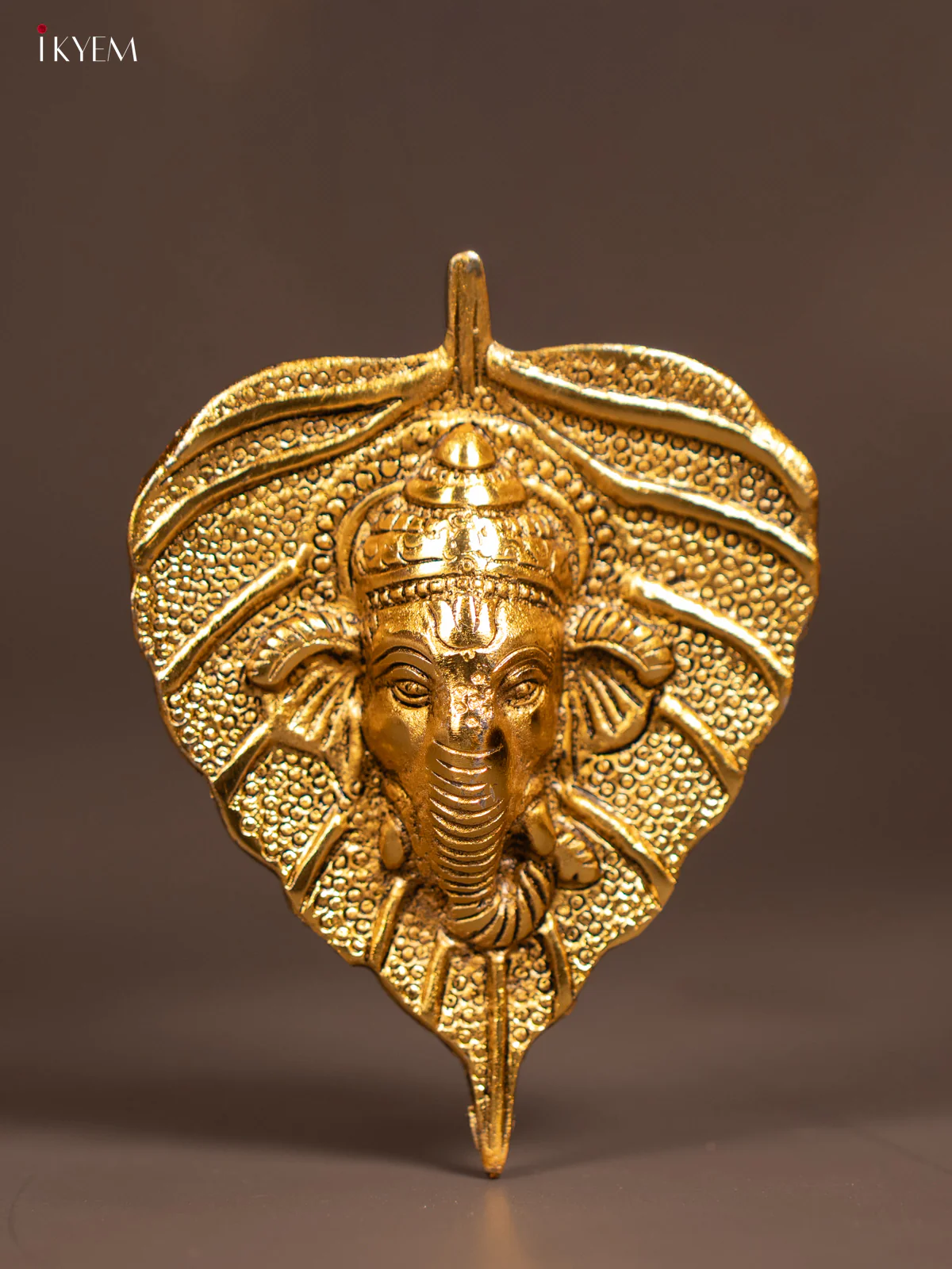 Leaf Shaped Gold Plated Lord Ganesha Wall Hanging - KE29120