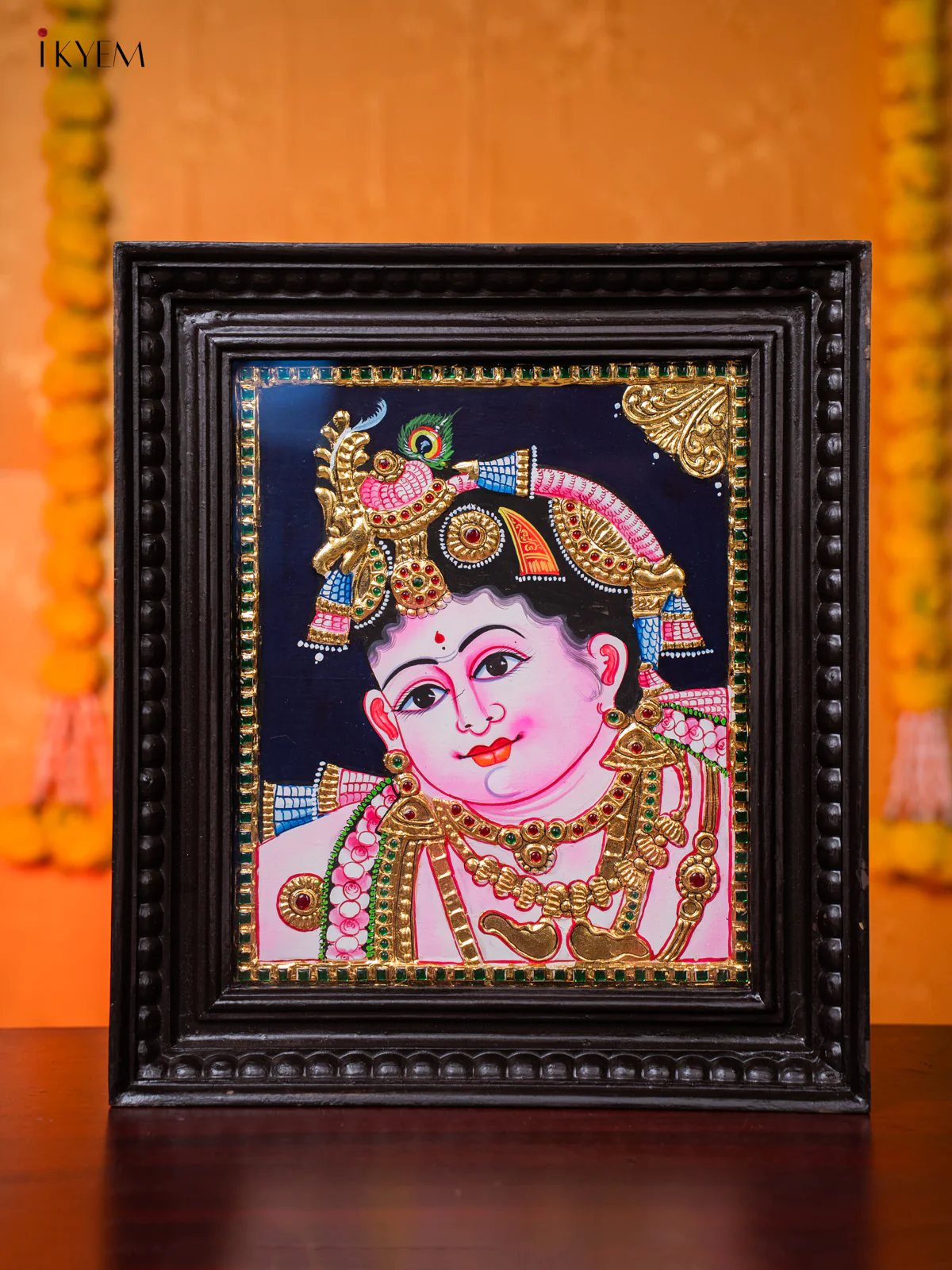 Lord Bala Krishna Tanjore Painting - (15×13) Inch - KJ03202