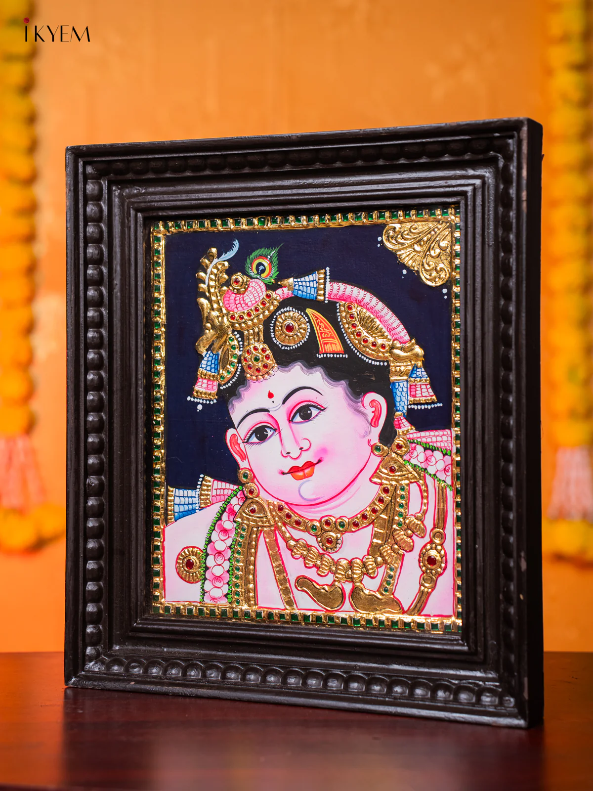 Lord Bala Krishna Tanjore Painting - (15×13) Inch - KJ03202 - Image 2