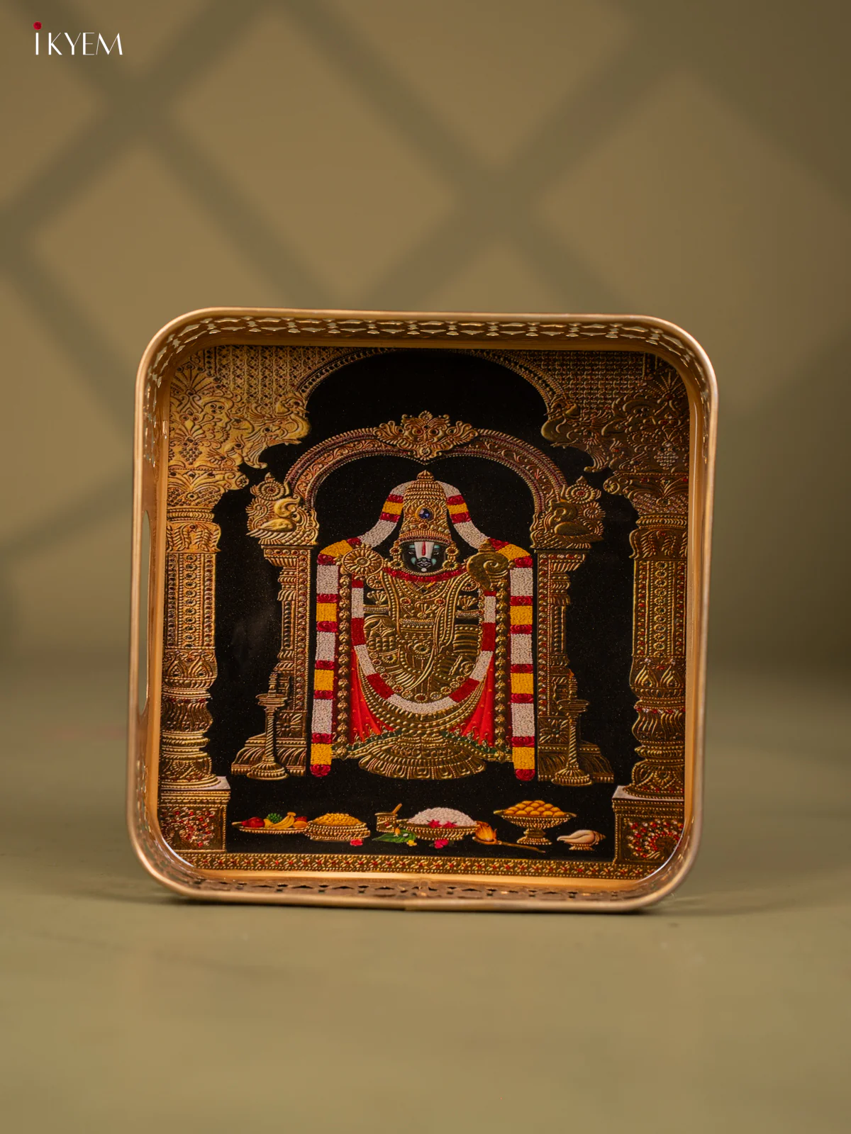 Lord Balaji Printed Square Metal Tray - KF24209