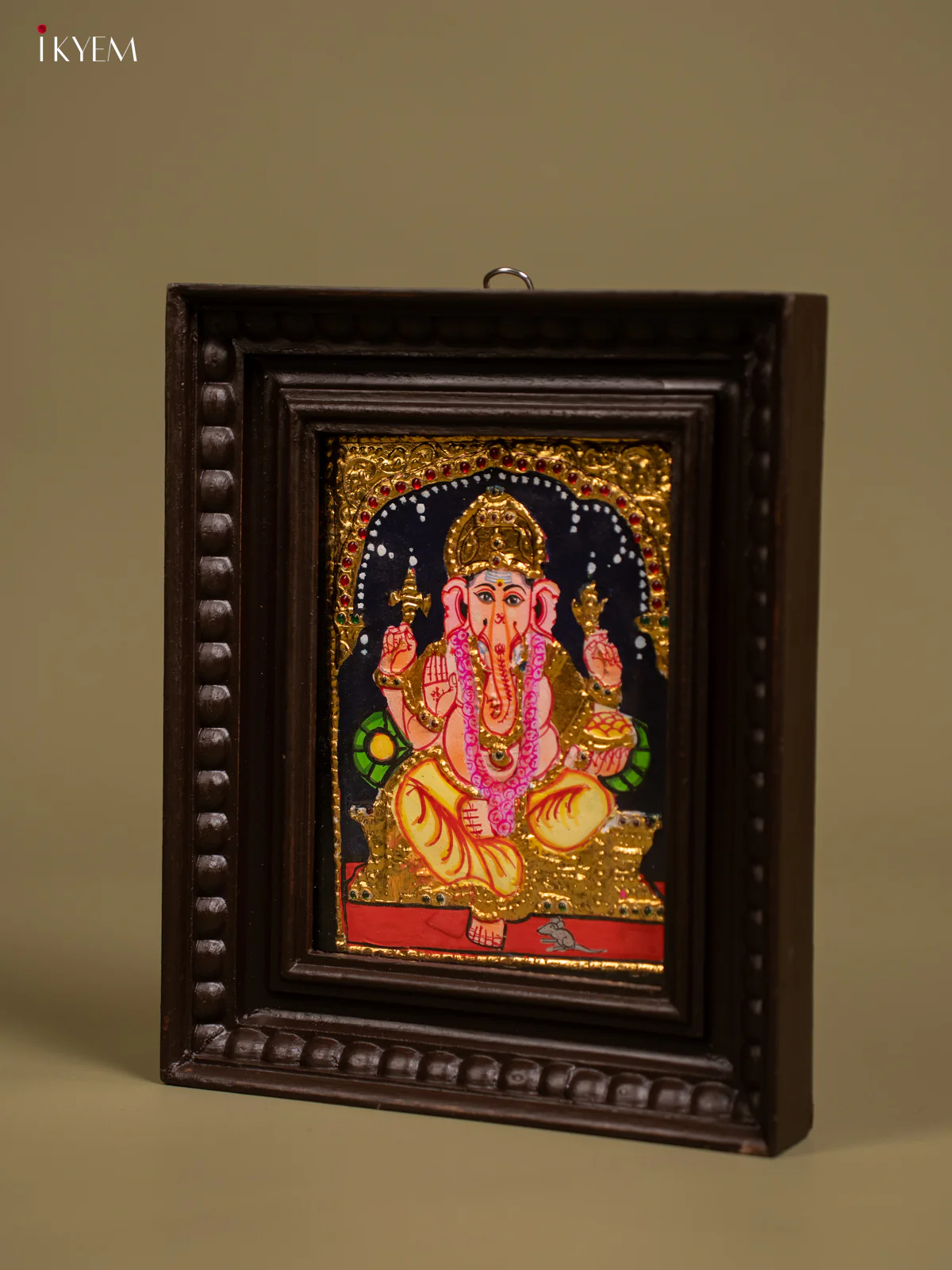 Stunning Tanjore Painting of Lord Ganesha in Teakwood Frame (11x9)- KF26150 - Image 3