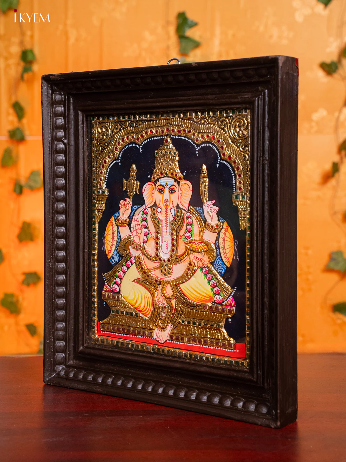 Sacred Thanjavur painting Of Lord Ganesha (13x15 Inch) - KH26170 - Image 4