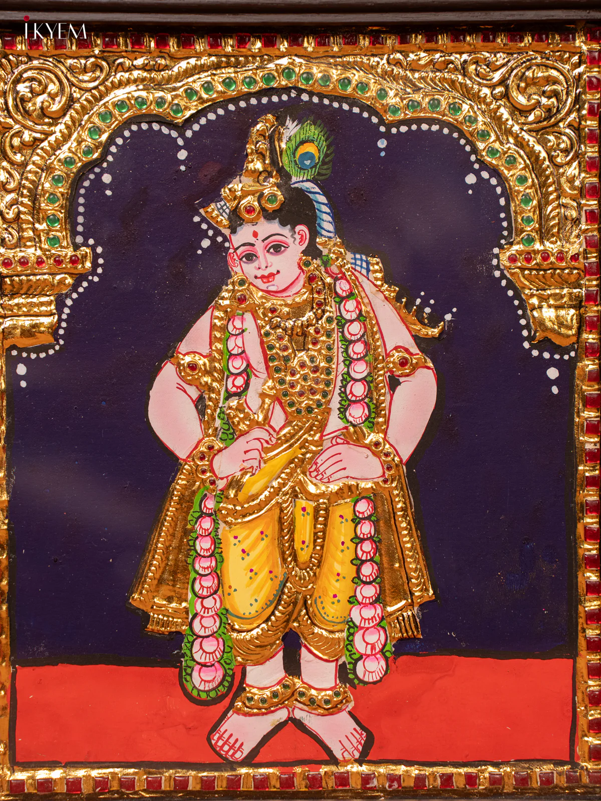 Lord Krishna Tanjore Paintings With Teakwood Frame - KE27200 - Image 2