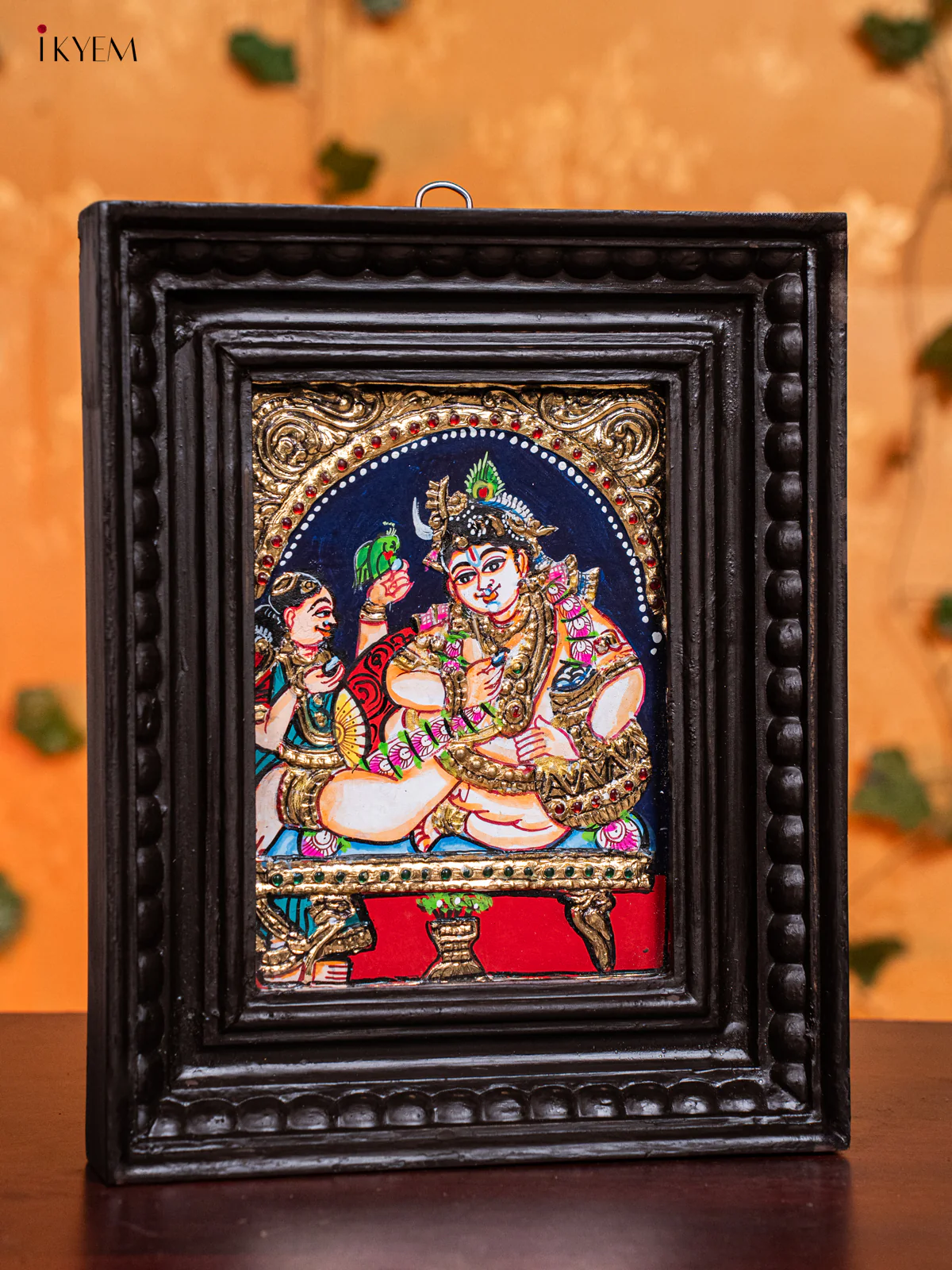 Radiant Lord Krishna With Butter Pot Thanjavur painting (11x9 Inches) - KH26116 - Image 2