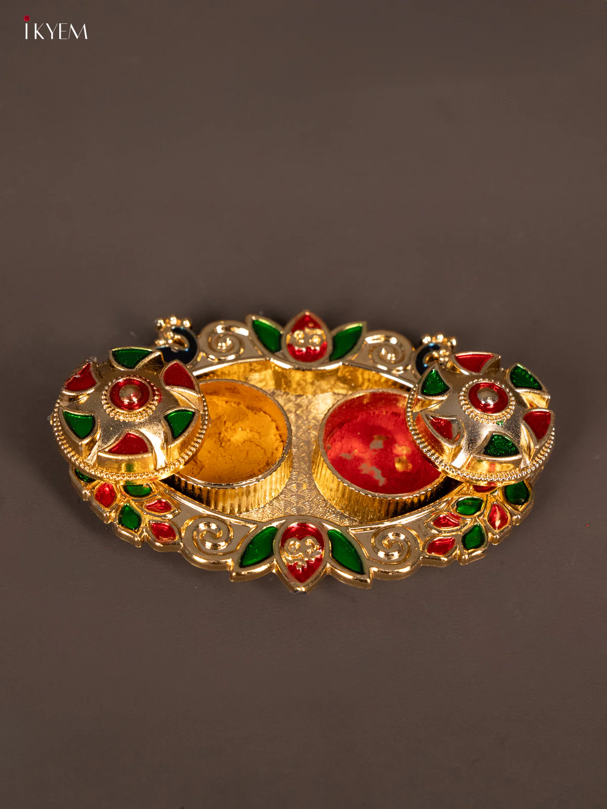 Traditional Meenakari Haldi Kumkum Holder - KG25203 - Image 3