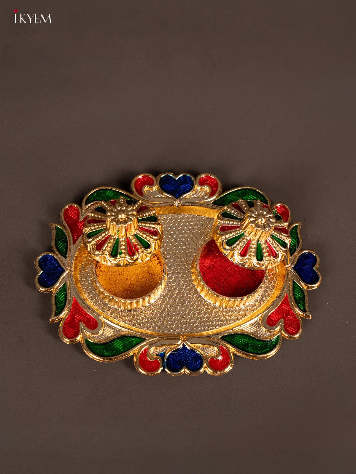 Timeless Meenakari Haldi Kumkum Holder - KG25205 - Image 2