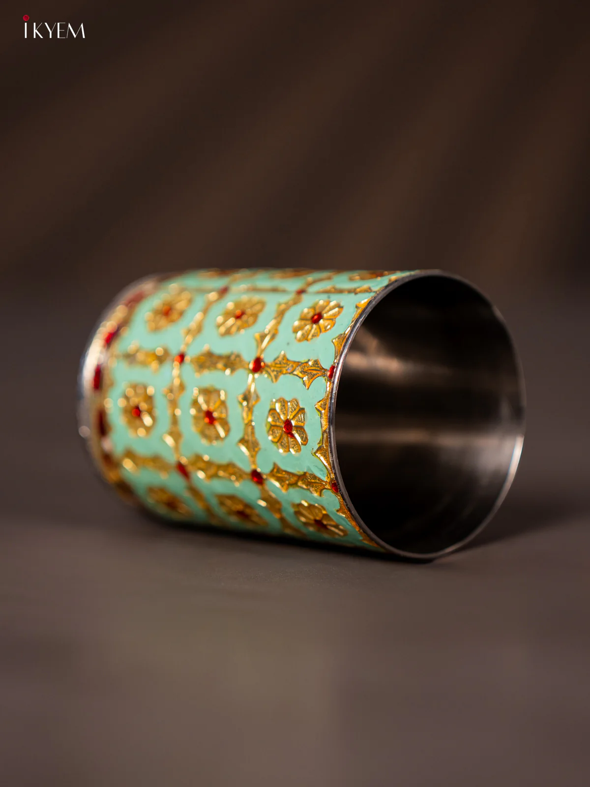 Rich Pista Green Meenakari Stainless Steel Glass - KF27115 - Image 3