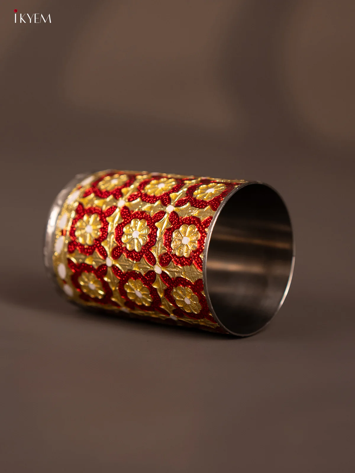 Stunning Red Meenakari Steel Glass - 4 Inch - KG25228 - Image 3