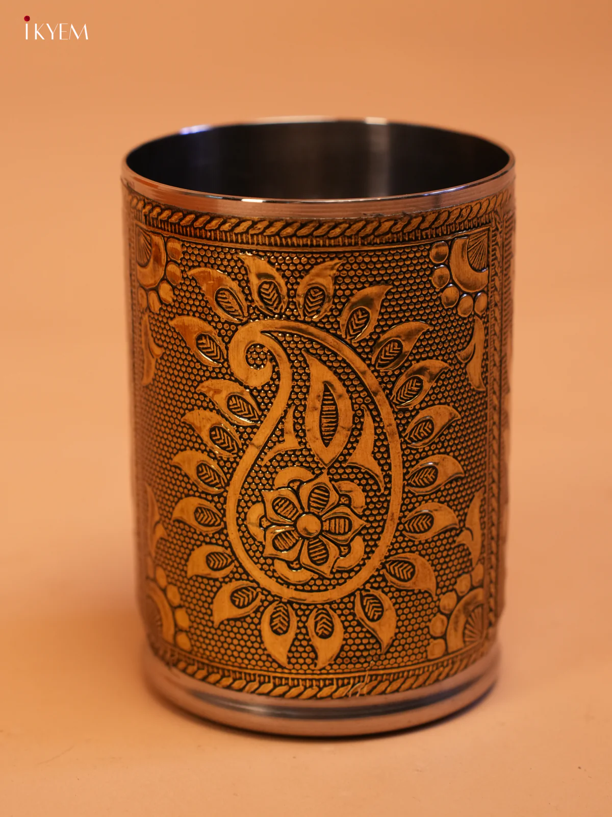 Elegant Meenakari designed Oxidized Gold steel Glass - KL31119