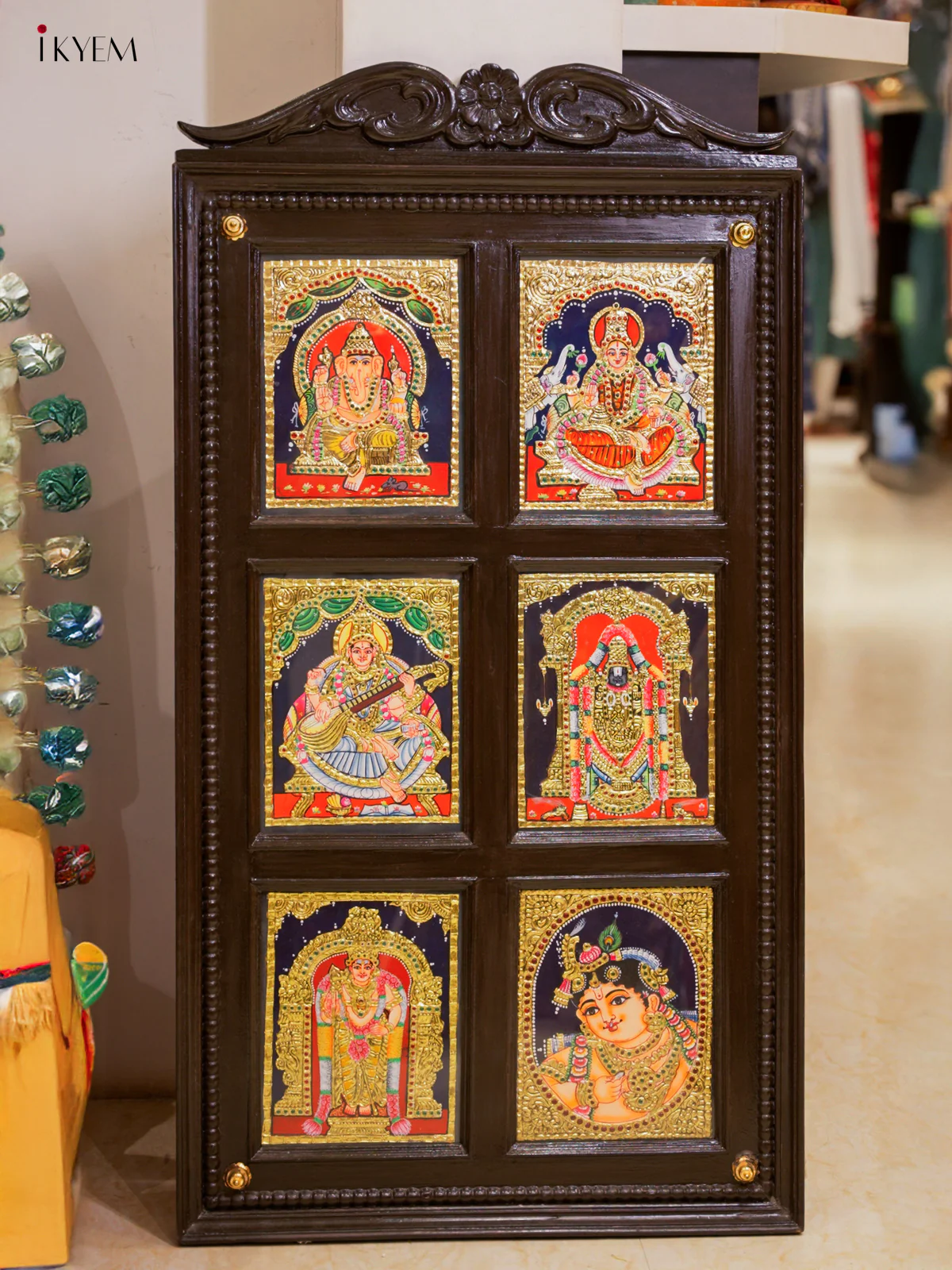 6-in-1 Tanjore Painting in Regal Teak Wood Frame -  KE03114