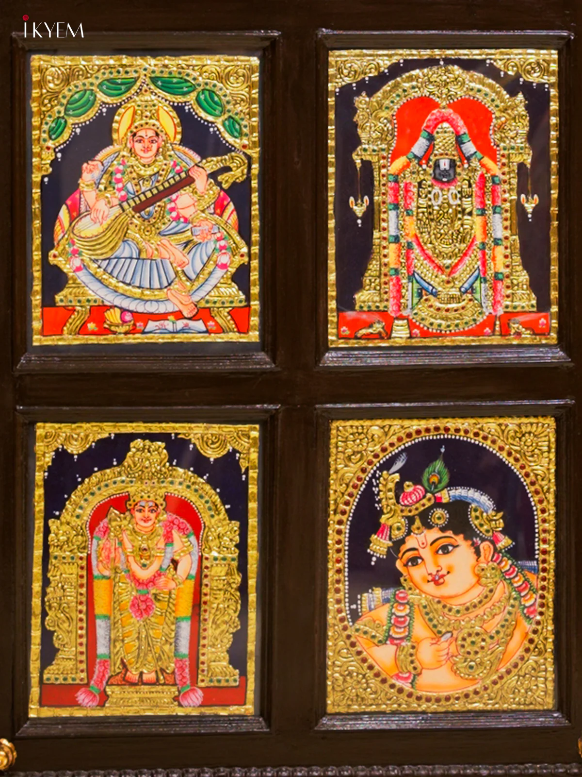 6-in-1 Tanjore Painting in Regal Teak Wood Frame -  KE03114 - Image 3