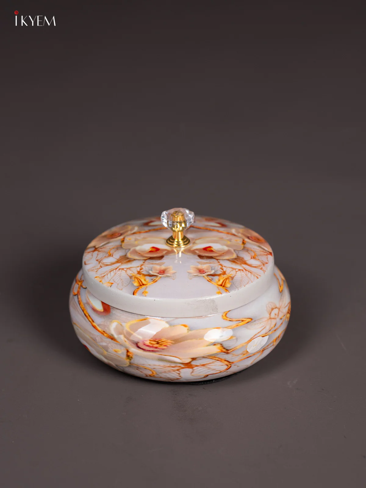 Classy Floral Printed Off White Dry Fruit Jar with Lid  - KI12137 - Image 2