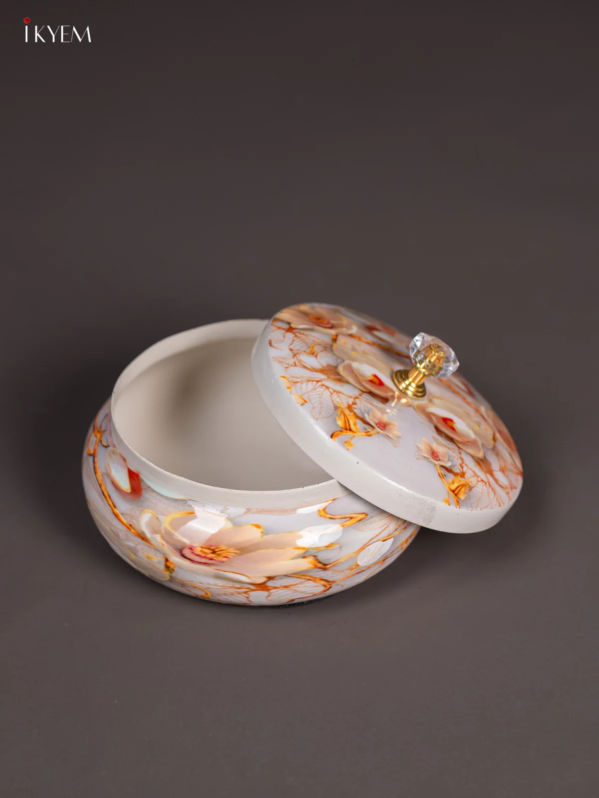 Classy Floral Printed Off White Dry Fruit Jar with Lid  - KI12137 - Image 3