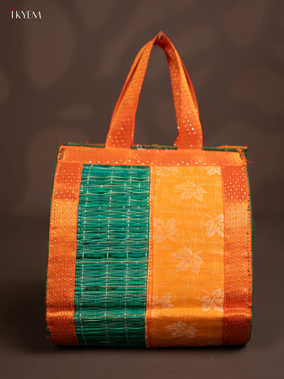 GREEN & ORANGE Raw Silk with Korai Handbag - KE10150