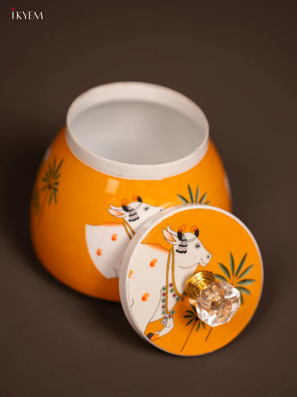 Pichwai Cow Printed Orange Dry Fruits Jars - KF21159 - Image 3