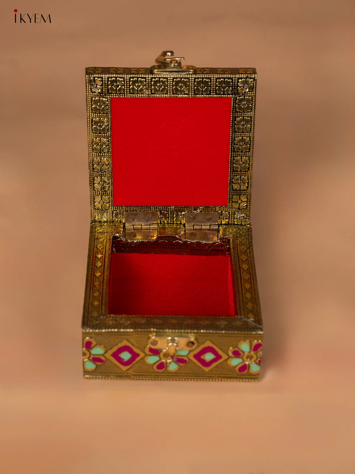 Oxidized Gold Trinket Box with Peacock Motif - (4×4) Inch - KH04135 - Image 3