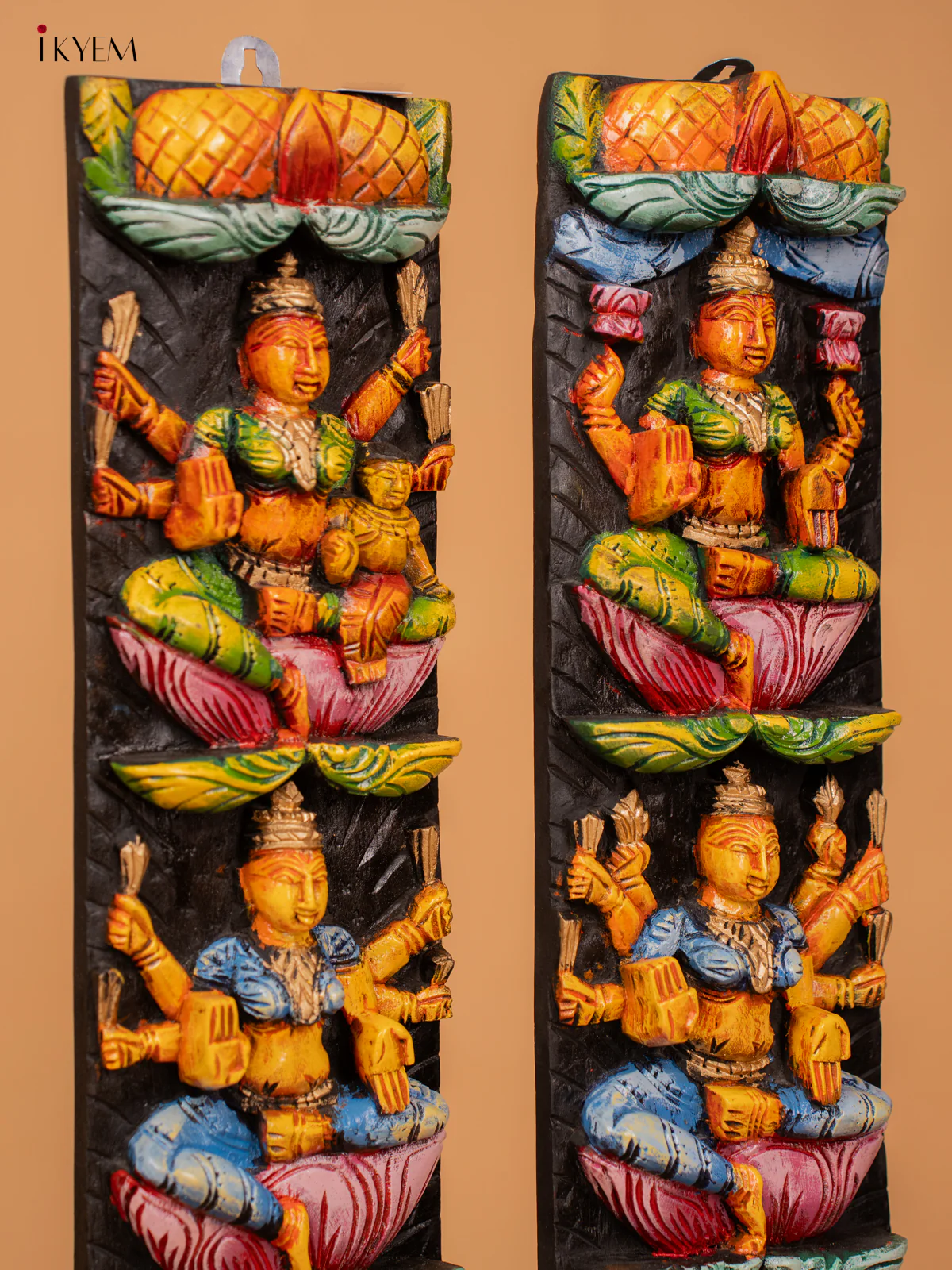 Beautifully Painted Ashtalakshmi Wooden Hand Carved Panel set - KD18136 - Image 3