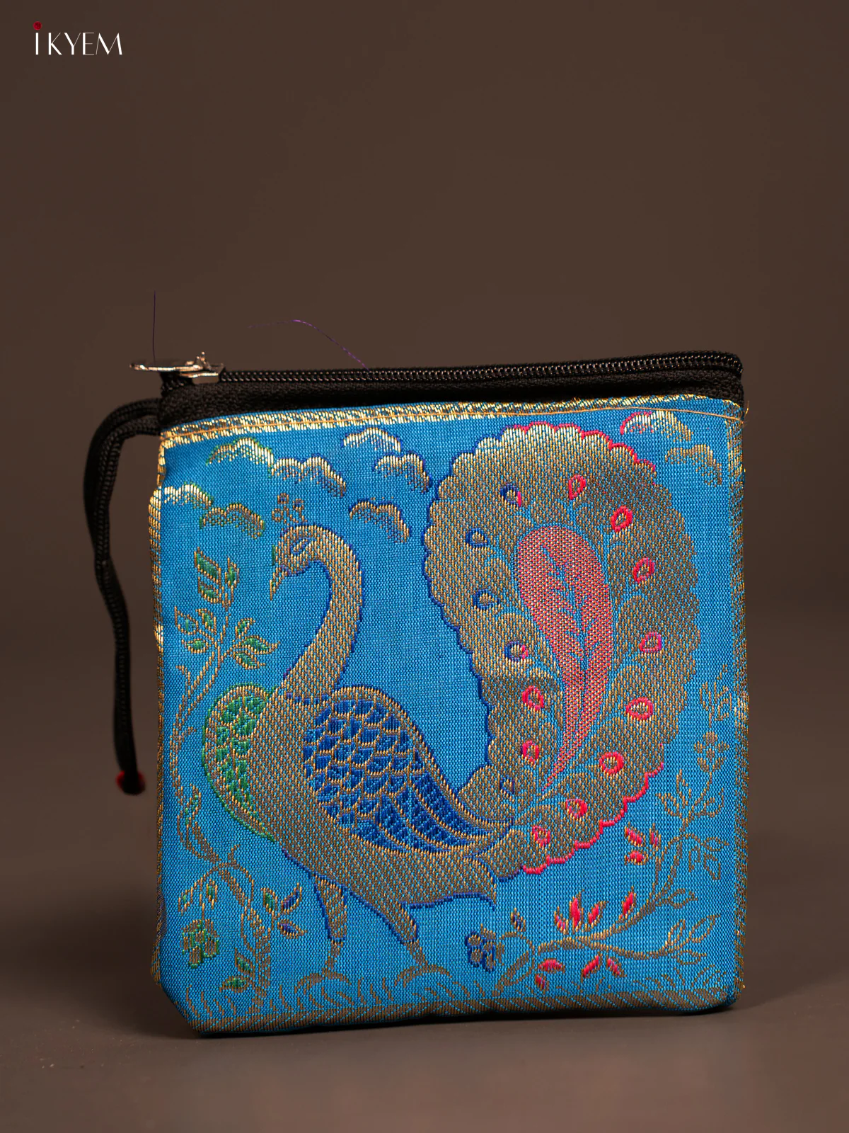 Peacock designed Banarasi Coin Pouch - KF05118 - Image 4