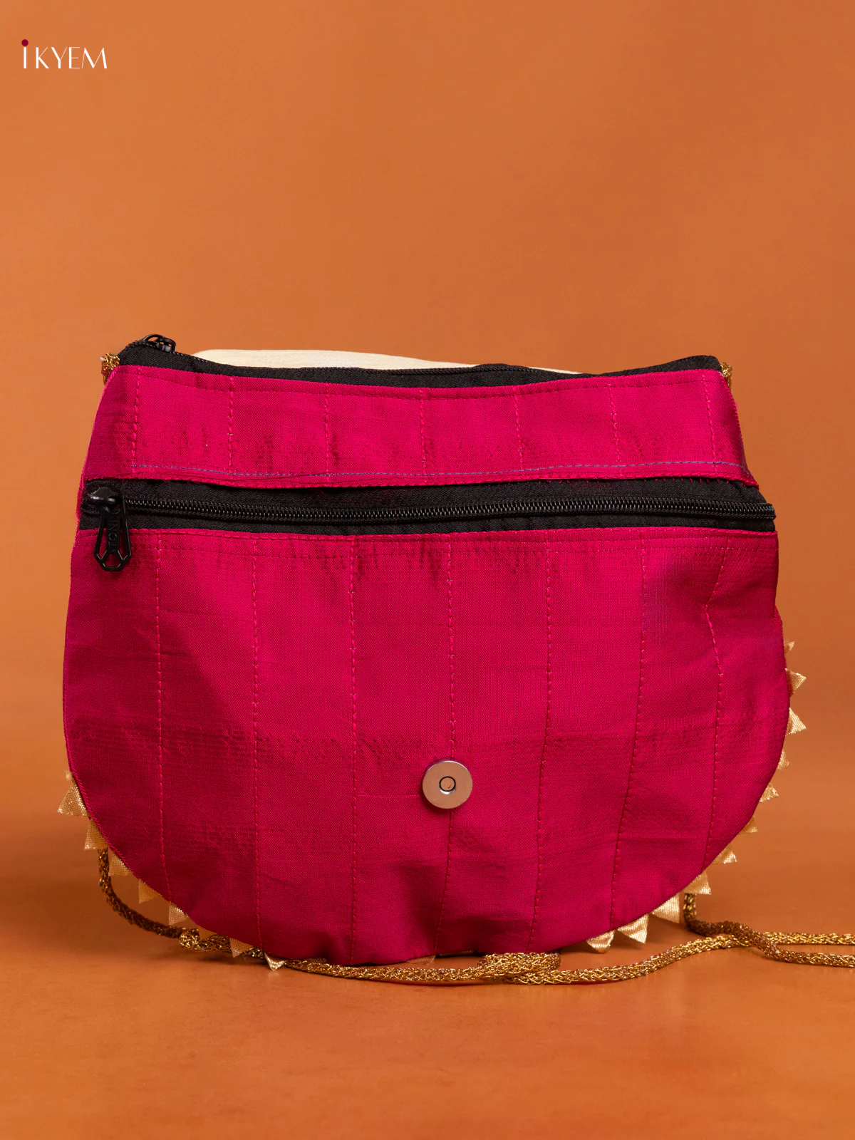 Cute Pink Banarasi Silk Potli with Flap & Mandala Motif - KD26412 - Image 3